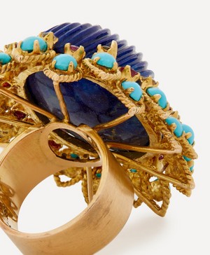 Kojis - 14ct Gold 1960s Lapis Lazuli Turquoise Cocktail Ring image number 3