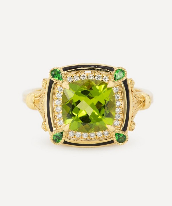Kojis - 18ct Gold Peridot and Diamond Cocktail Ring image number null