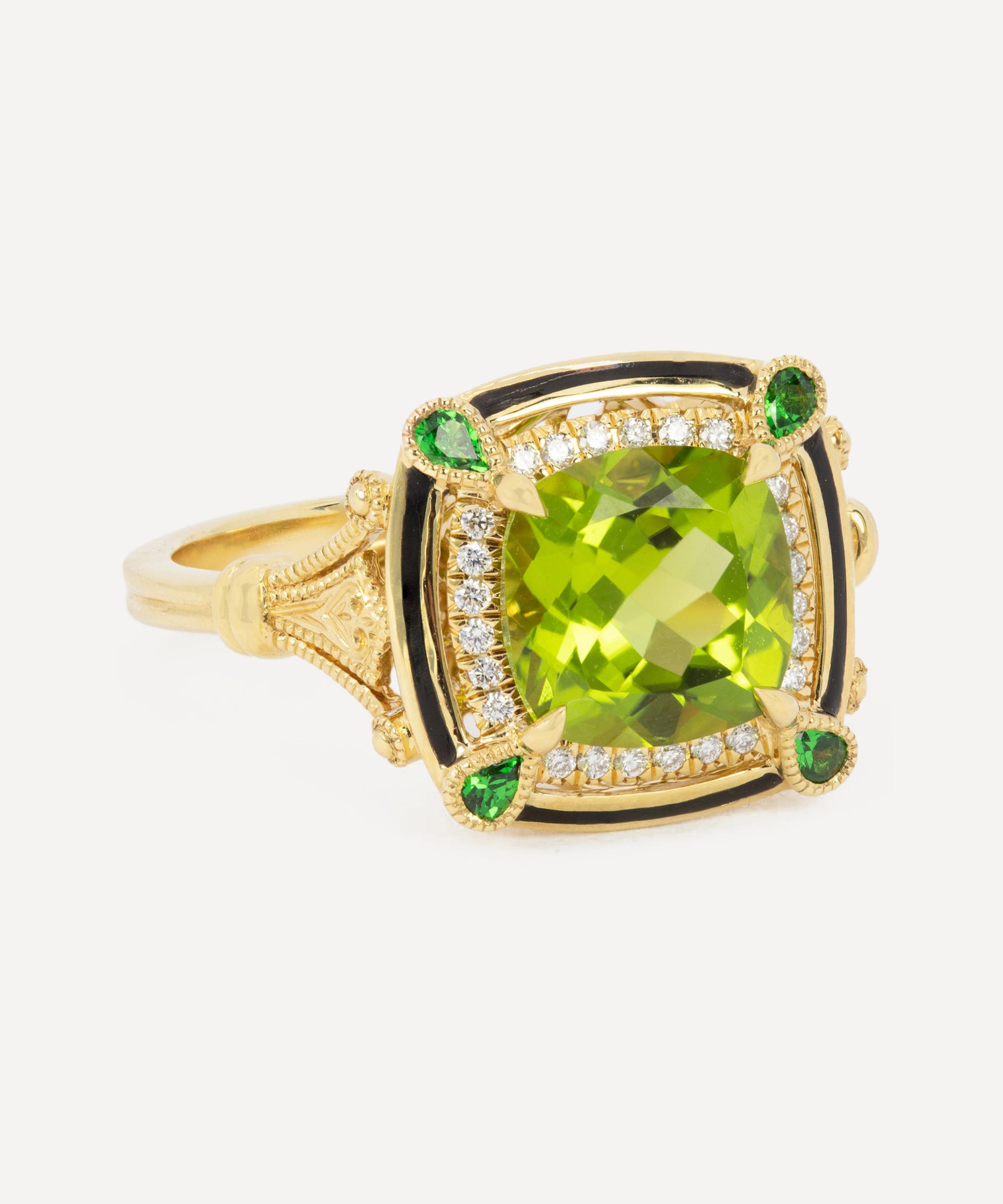 Kojis - 18ct Gold Peridot and Diamond Cocktail Ring image number 1