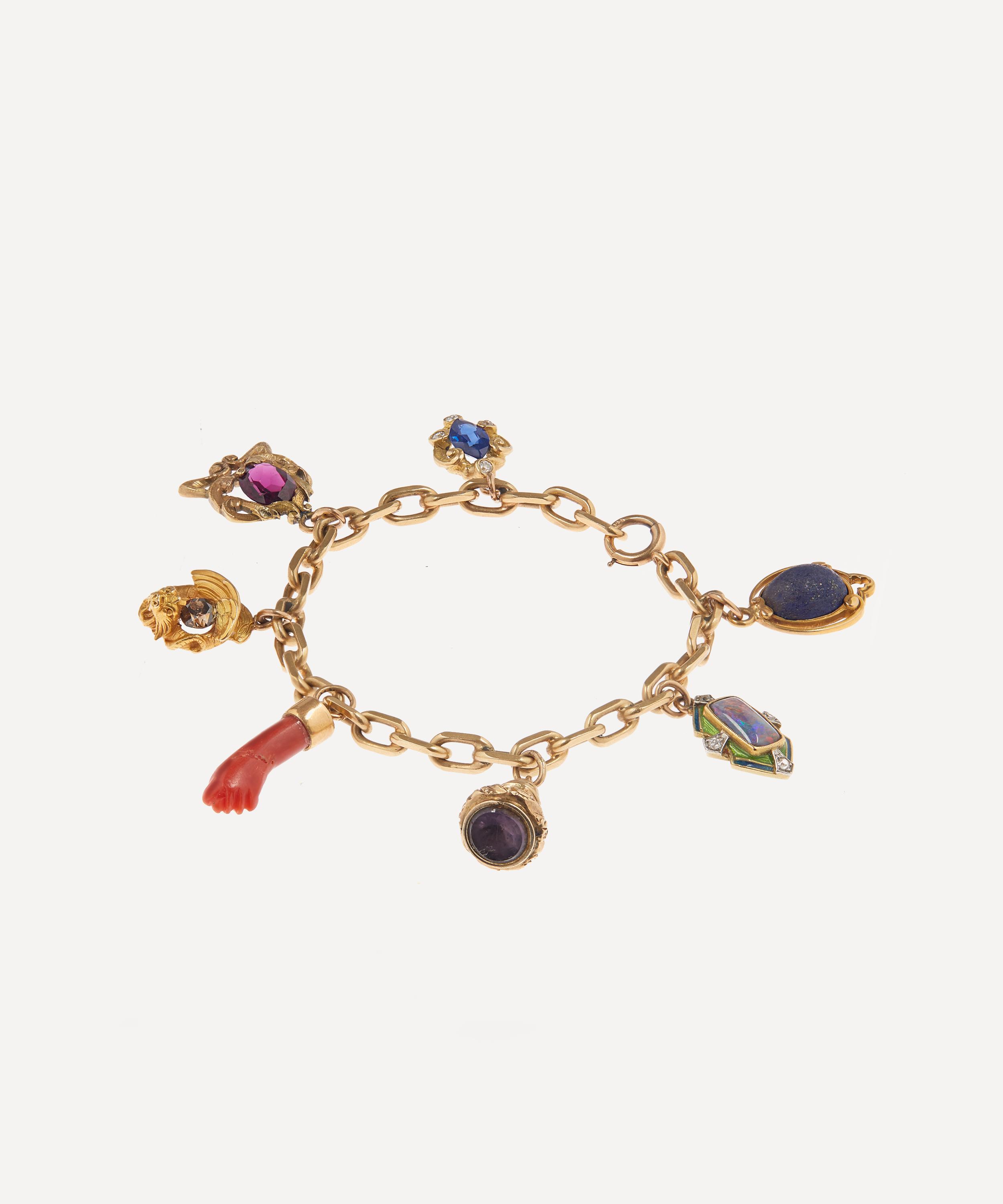 Kojis - 14ct Gold Art Nouveau Charm Bracelet image number 2