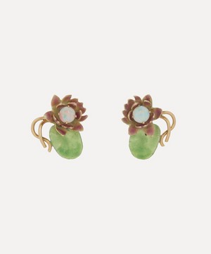 Kojis - 14ct Gold Vintage Water Lily Earrings image number 0