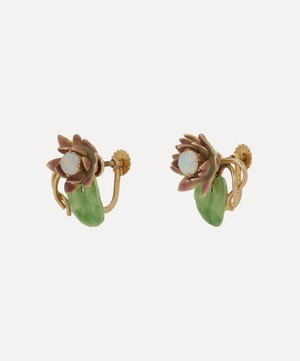 Kojis - 14ct Gold Vintage Water Lily Earrings image number 2