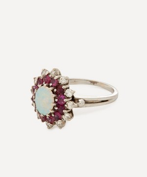 Kojis - 18ct White Gold Opal and Ruby Custer Ring image number 2
