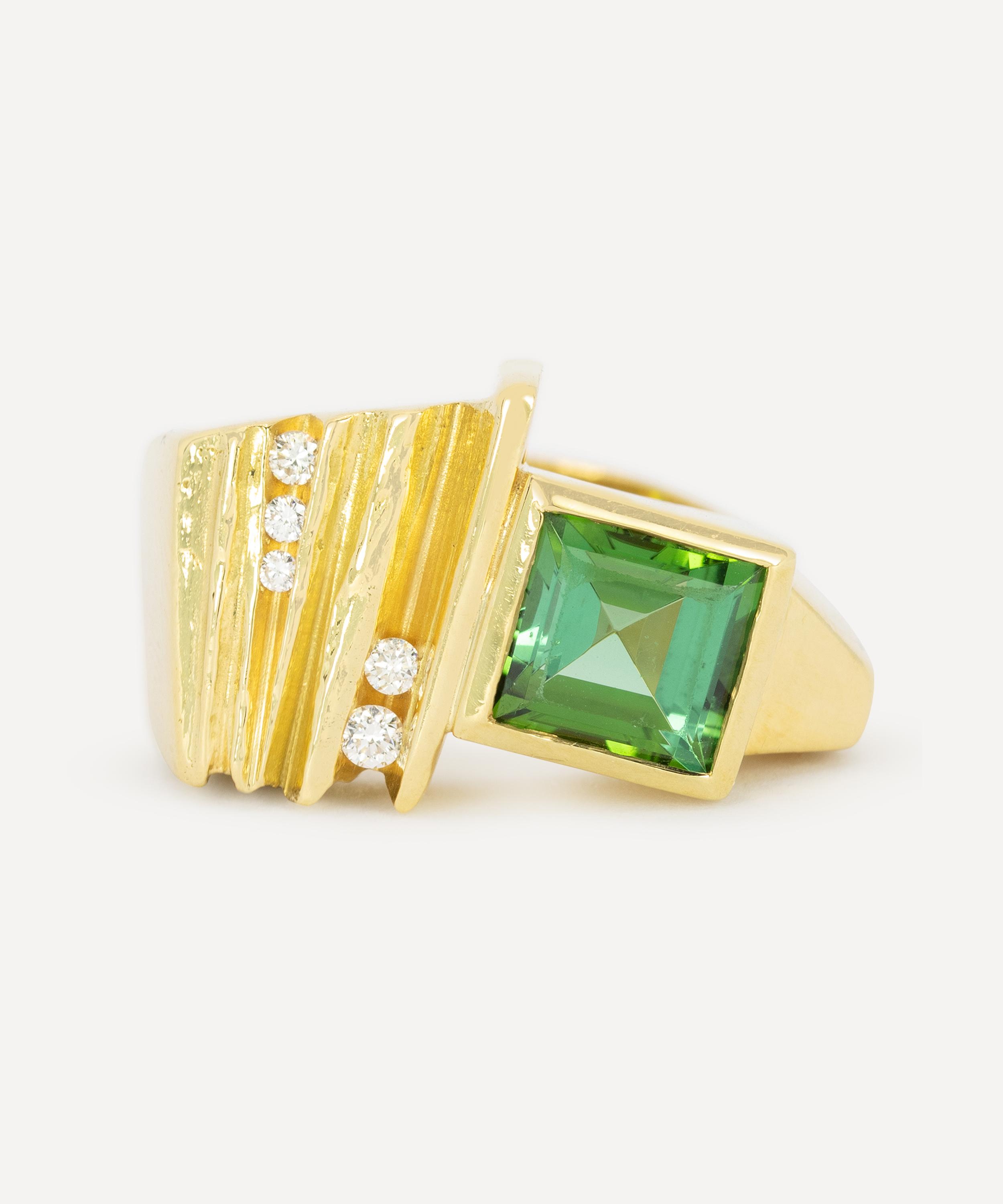 Kojis - 18ct Gold Vintage Tourmaline and Diamond Ring image number 0