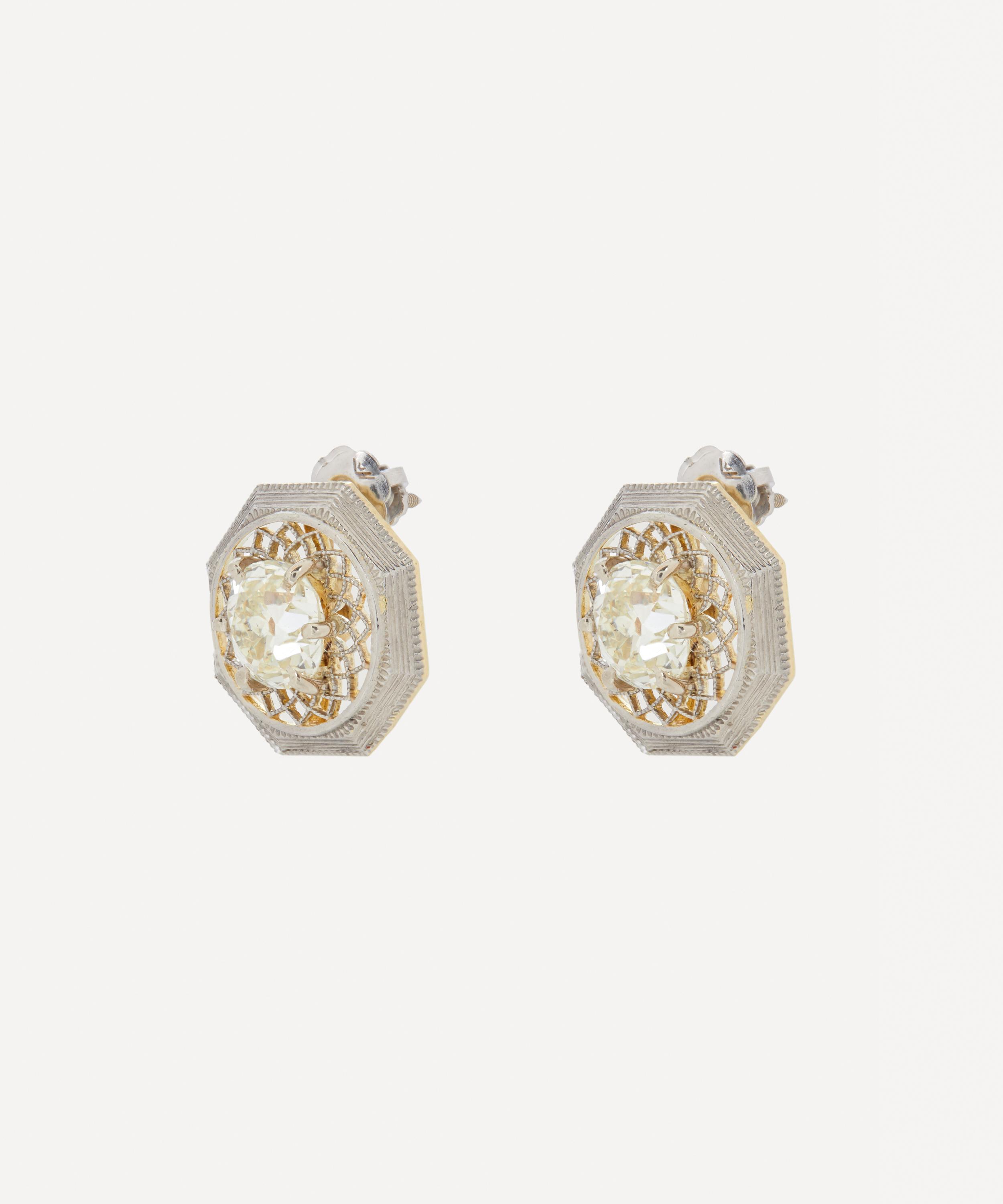 Kojis - 14ct Gold Art Deco Diamond Earrings image number 2