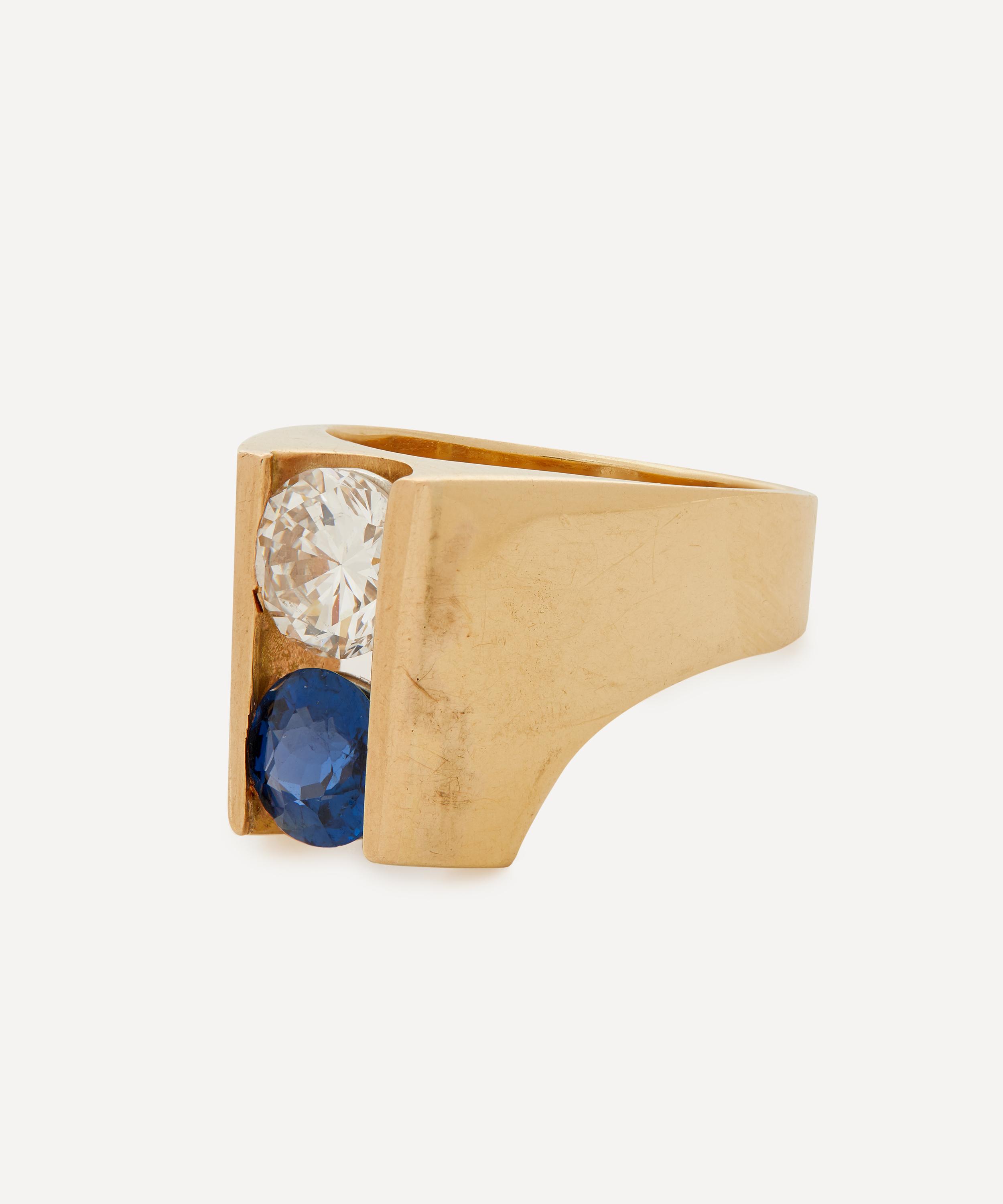 Kojis - 14ct Gold Vintage Sapphire and Diamond Ring image number 2