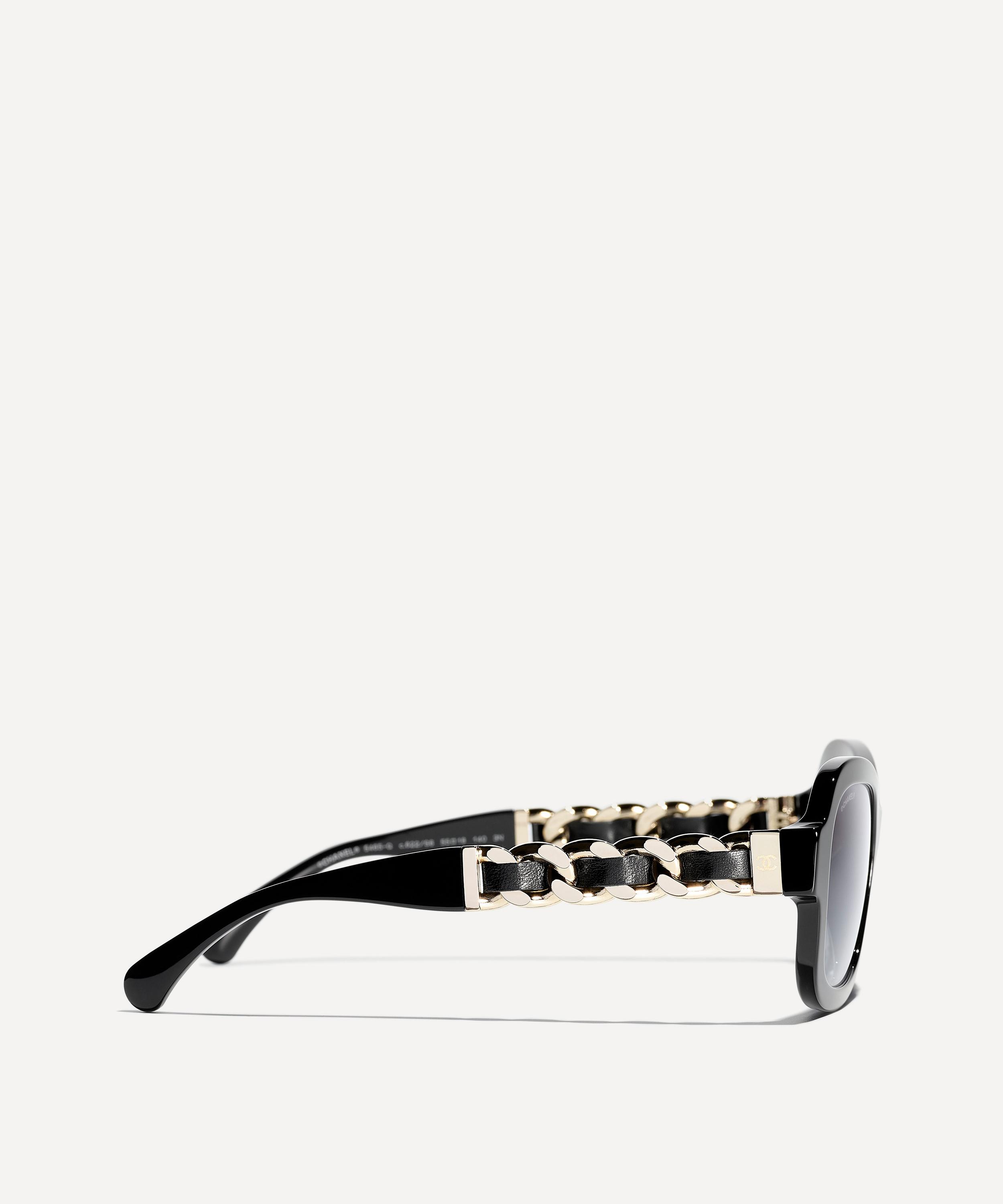 Chanel black hot sale rectangle sunglasses