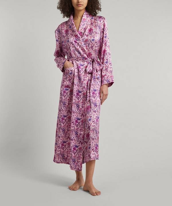 Blue Liberty Columbia Road Silk Satin Long Robe in Teal robe dresses and bathrobes Womens Clothing Nightwear and sleepwear Robes 
