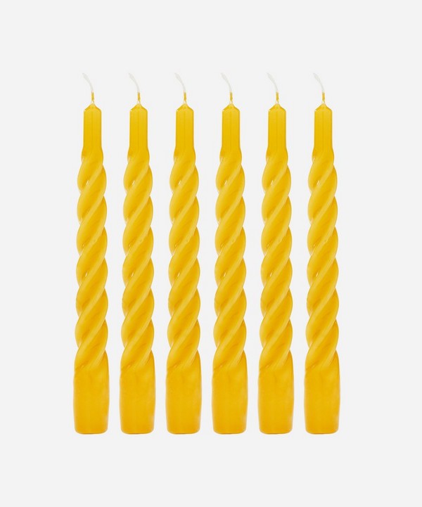 Anna + Nina - Shiny Yellow Twisted Candles Set of Six image number null