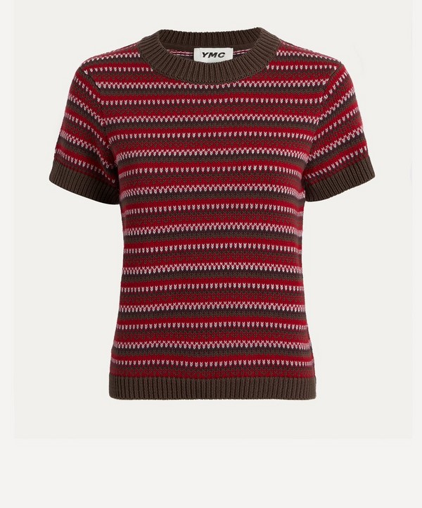 YMC - Mitchell Crochet Stripe Knitted Top image number null