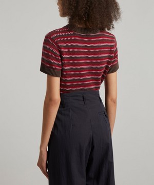 YMC - Mitchell Crochet Stripe Knitted Top image number 3