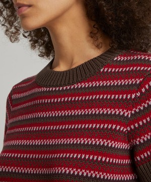 YMC - Mitchell Crochet Stripe Knitted Top image number 4