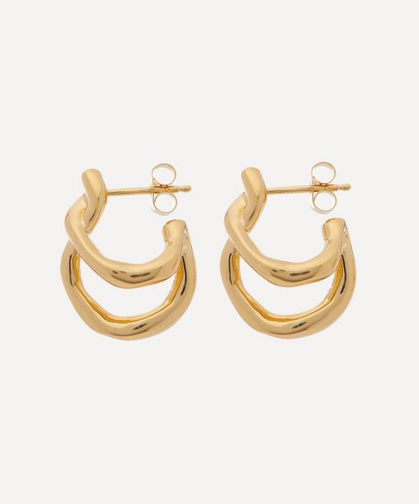 Missoma - Gold-Plated Vermeil Silver Molten Twisted Mini Double Hoop Earrings image number 0