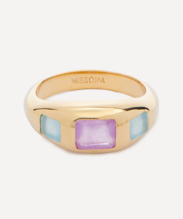 Missoma - 18ct Gold-Plated Good Vibes Triple Gemstone Statement Ring image number 0