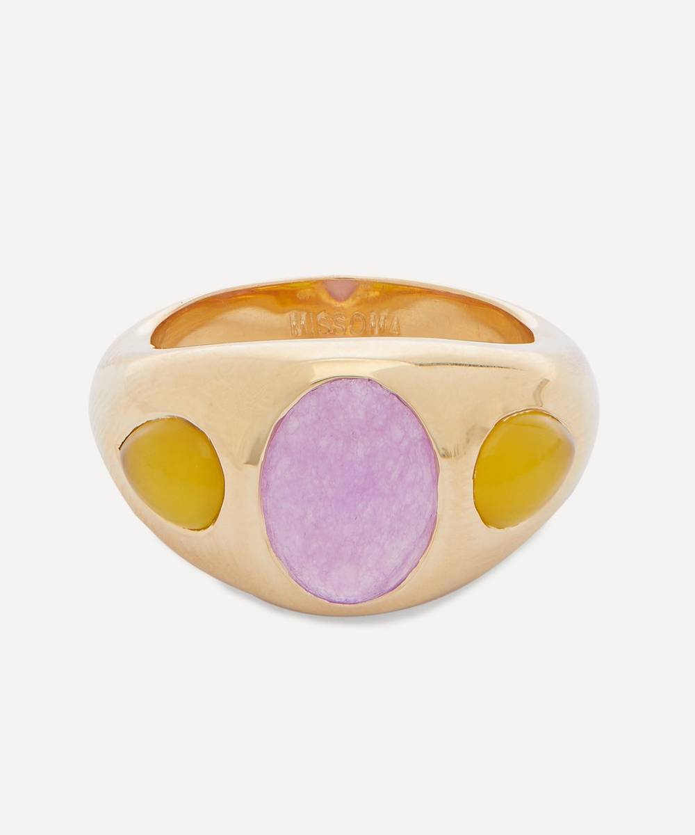 Missoma - 18ct Gold-Plated Good Vibes Triple Gemstone Dome Ring