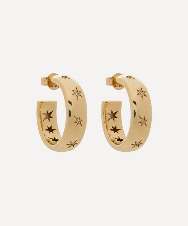 Liberty - 9ct Gold Handmade Ianthe Star Diamond Hoop Earrings