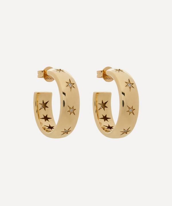 Liberty - 9ct Gold Handmade Ianthe Star Diamond Hoop Earrings image number null