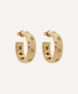 Liberty - 9ct Gold Handmade Ianthe Star Diamond Hoop Earrings image number 0