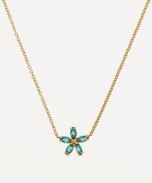 Liberty - 9ct Gold Bloomy Paraiba Aqua Pendant Necklace