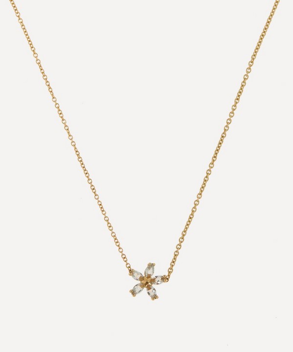 Liberty - 9ct Gold Bloomy Aqua Pendant Necklace