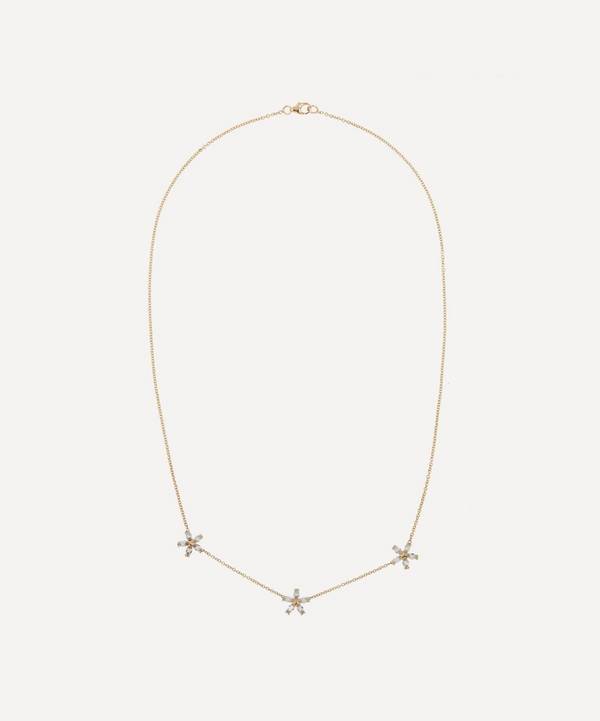 Liberty - 9ct Gold Bloomy Trio Aqua Pendant Necklace image number 0