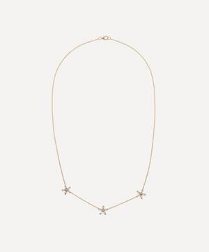 9ct Gold Bloomy Trio Aqua Pendant Necklace