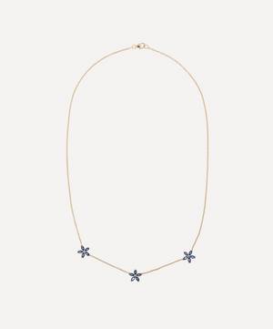 9ct Gold Bloomy Trio Blue Sapphire Pendant Necklace