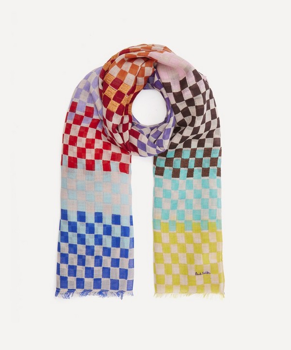 Paul Smith - Checker Wool-Blend Scarf image number null