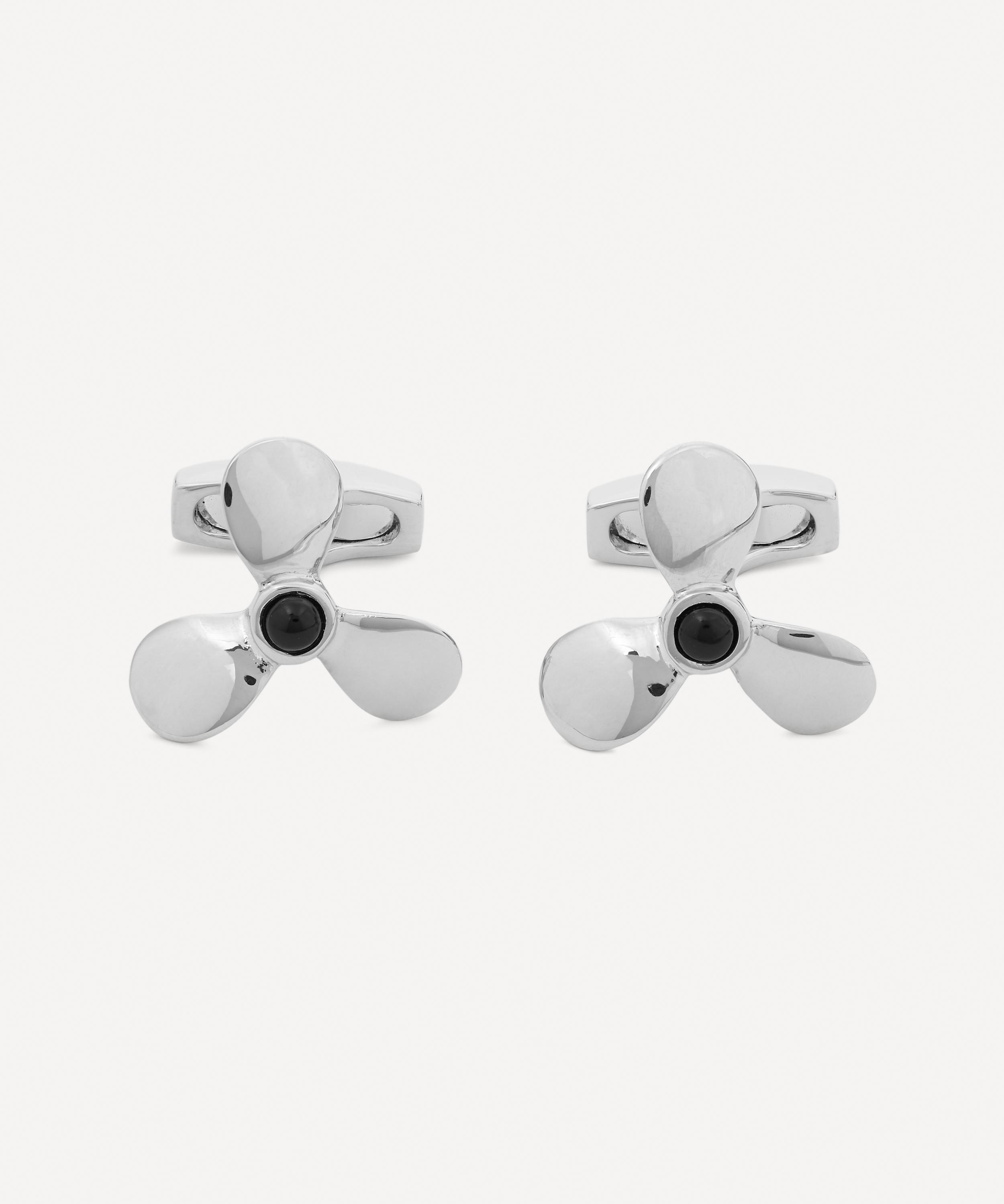 Simon Carter - Rhodium Plated Propeller Cufflinks image number 0