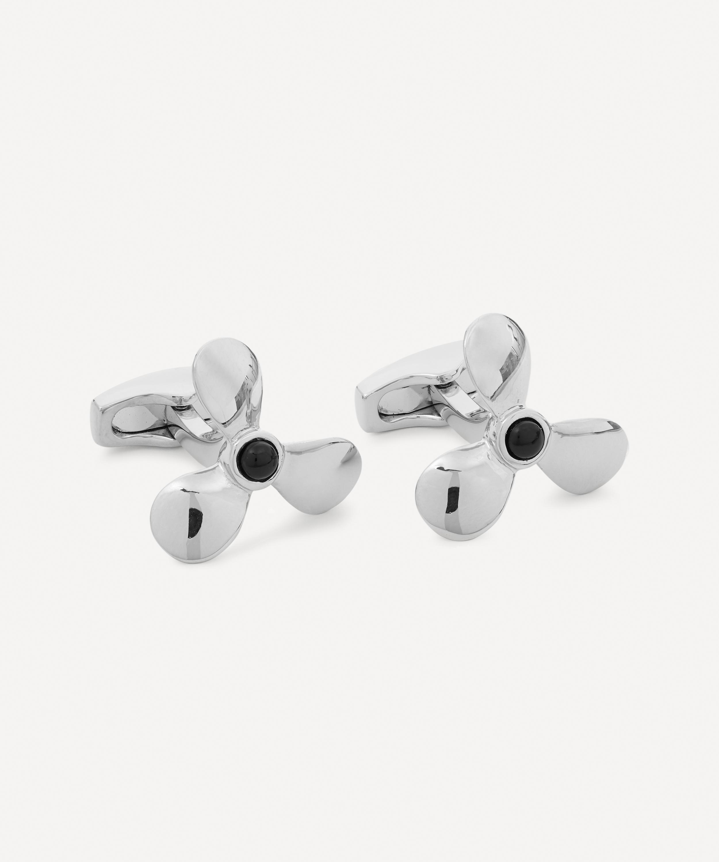 Simon Carter - Rhodium Plated Propeller Cufflinks image number 1
