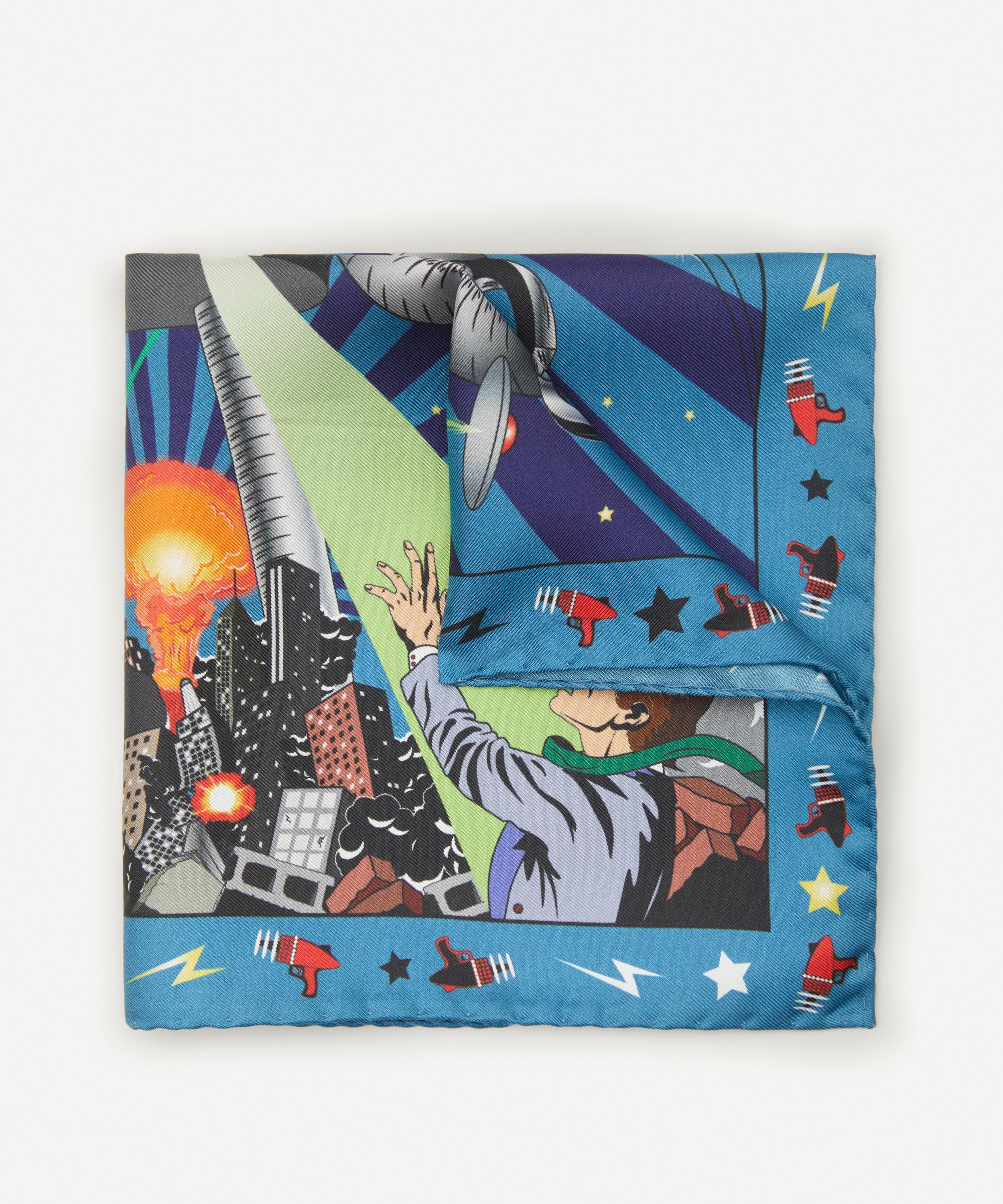 Simon Carter - Retro Sci-Fi Robot Silk Pocket Square image number 0