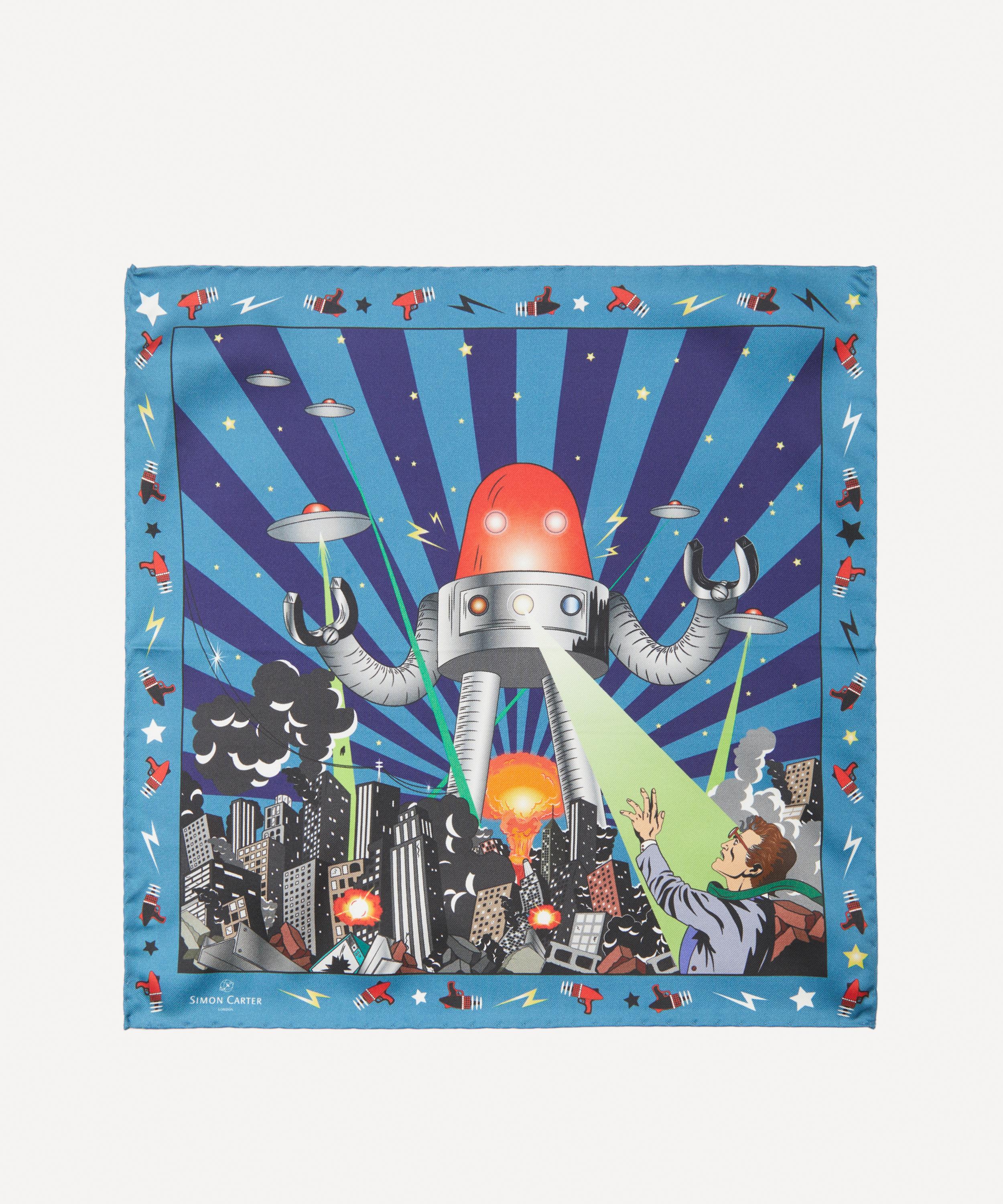 Simon Carter - Retro Sci-Fi Robot Silk Pocket Square image number 2