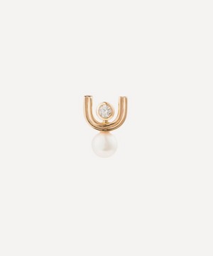 Hirotaka - 10ct Gold Beluga Diamond Pearl Stud Earring image number 1