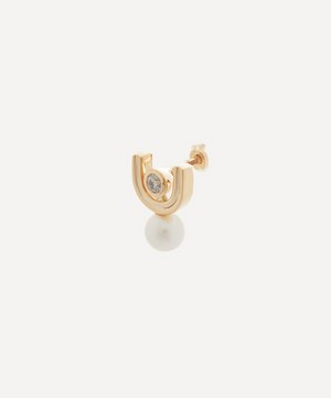 Hirotaka - 10ct Gold Beluga Diamond Pearl Stud Earring image number 2