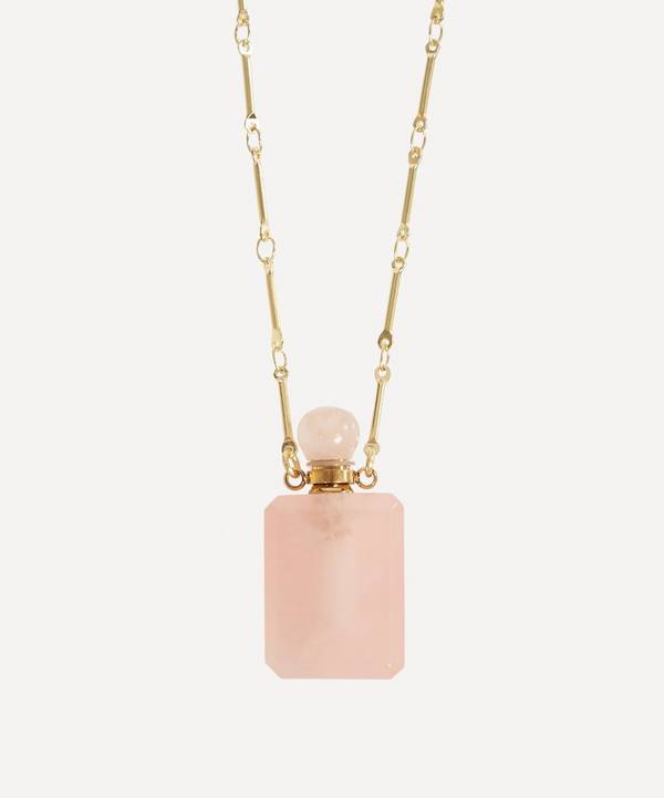 Danielle Gerber - Gold-Plated Rectangle Rose Quartz Potion Bottle Pendant Necklace