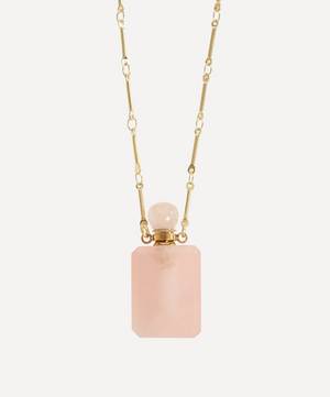 Gold-Plated Rectangle Rose Quartz Potion Bottle Pendant Necklace