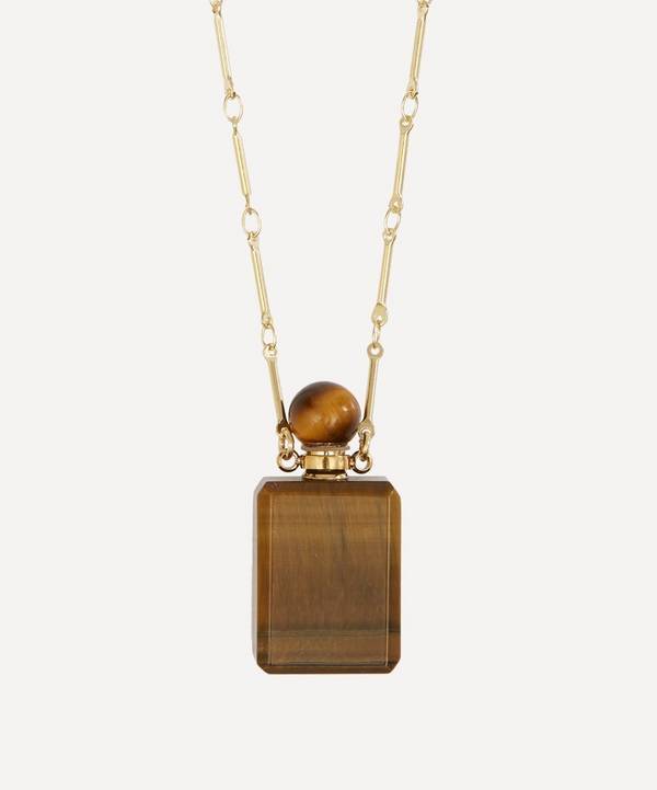 Danielle Gerber - Gold-Plated Potion Bottle Tigers Eye Rectangle Pendant Necklace