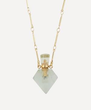 Gold-Plated Potion Bottle Fluorite Diamond Pendant Necklace