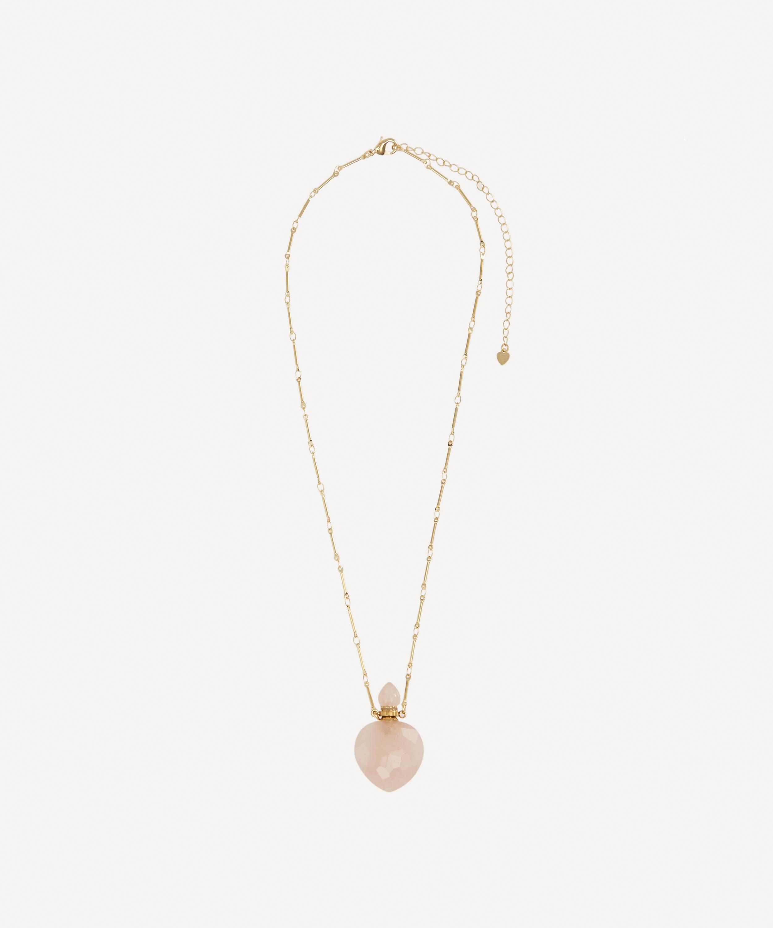 Danielle Gerber - Gold-Plated Potion Bottle Rose Quartz Baby Heart Pendant Necklace image number 2