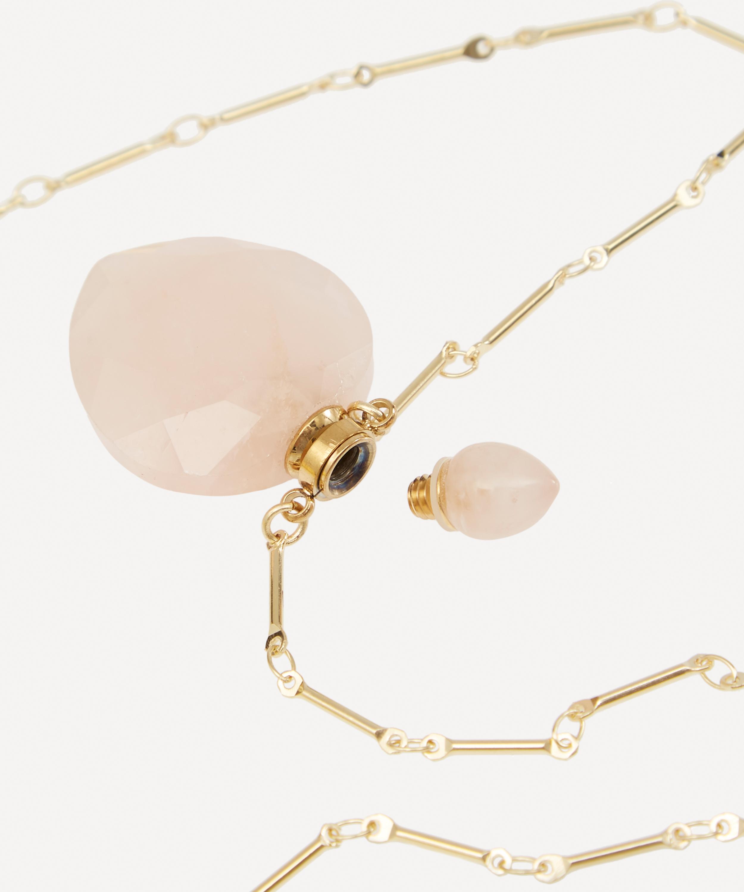 Danielle Gerber - Gold-Plated Potion Bottle Rose Quartz Baby Heart Pendant Necklace image number 3