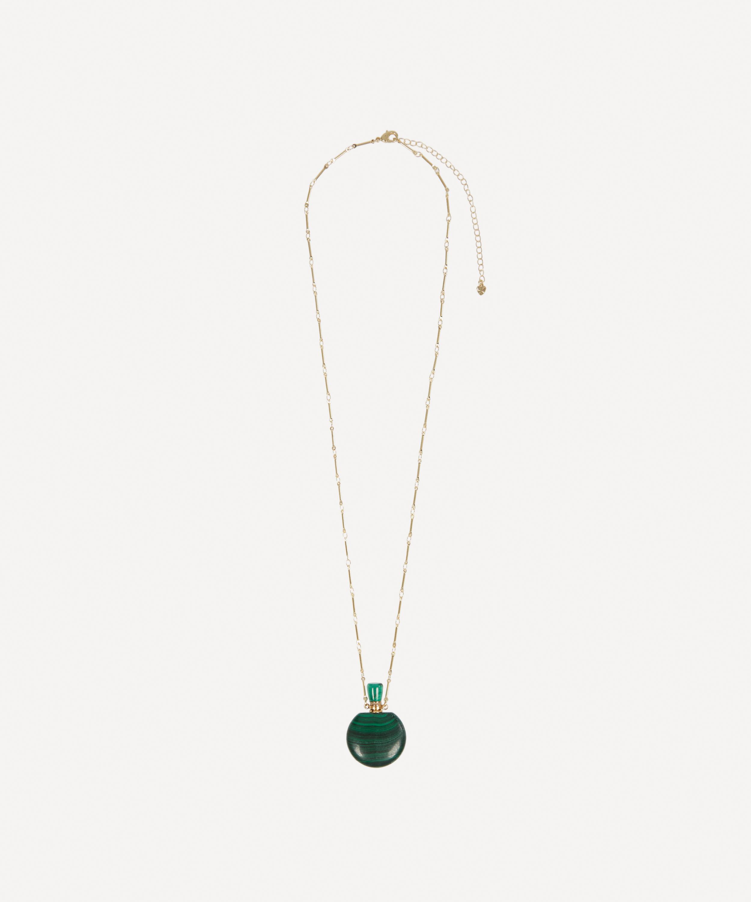 Danielle Gerber - Gold-Plated Potion Bottle Malachite Medium Pendant Necklace image number 2