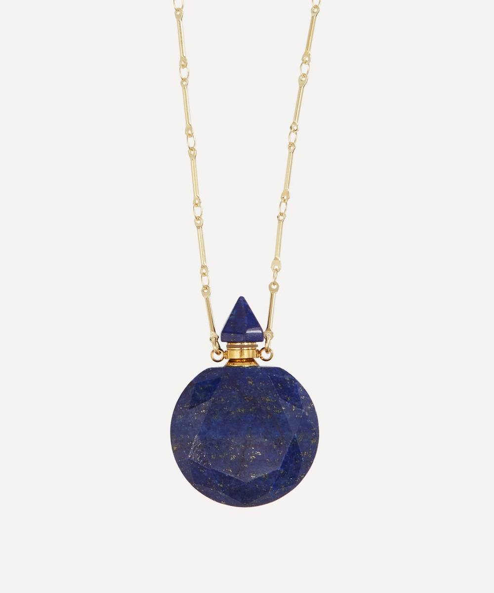 Danielle Gerber - Gold-Plated Potion Bottle Lapis Lazuli Faceted Pendant Necklace