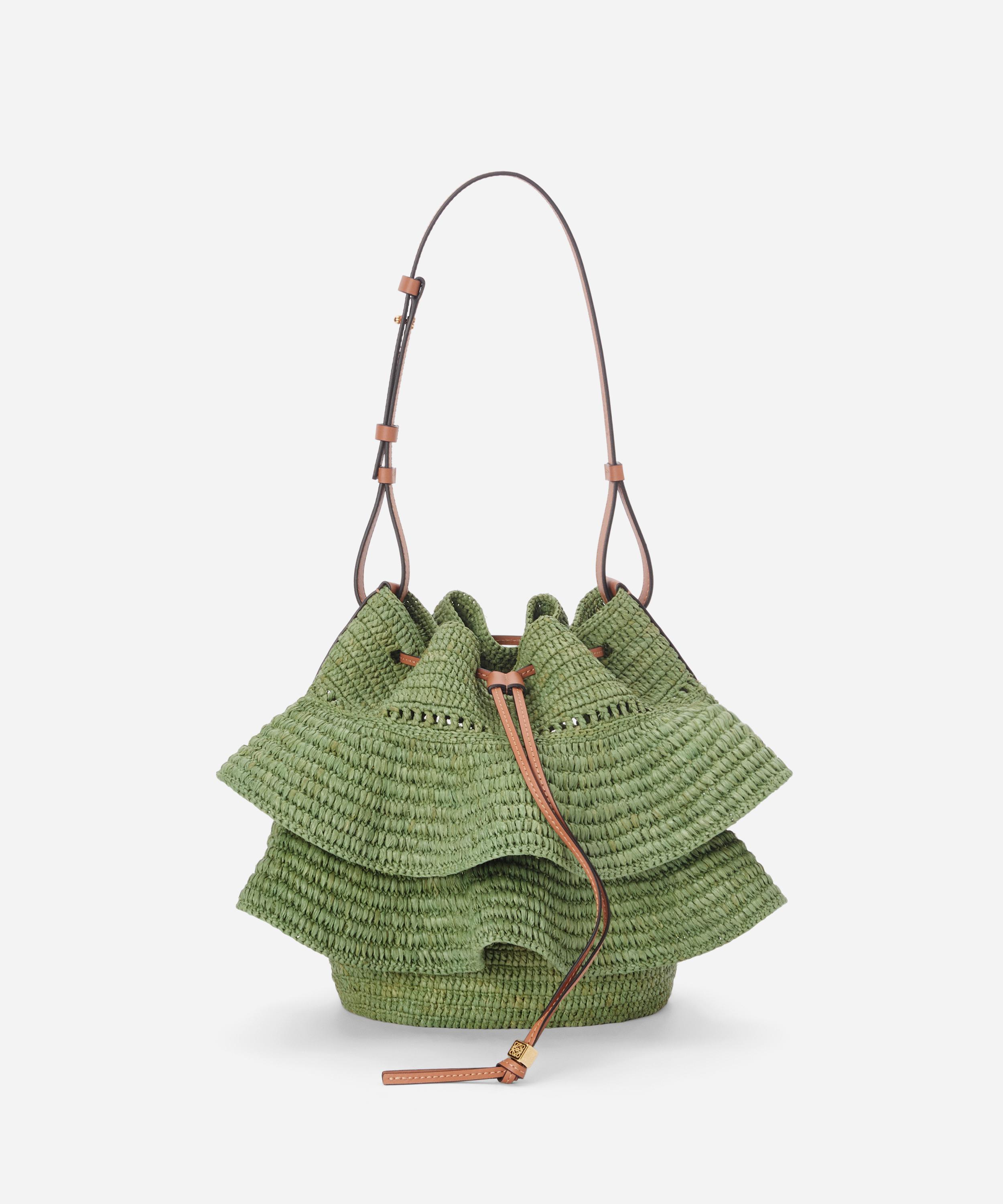 Loewe x Paula's Ibiza Balloon Ruffled Raffia and Leather