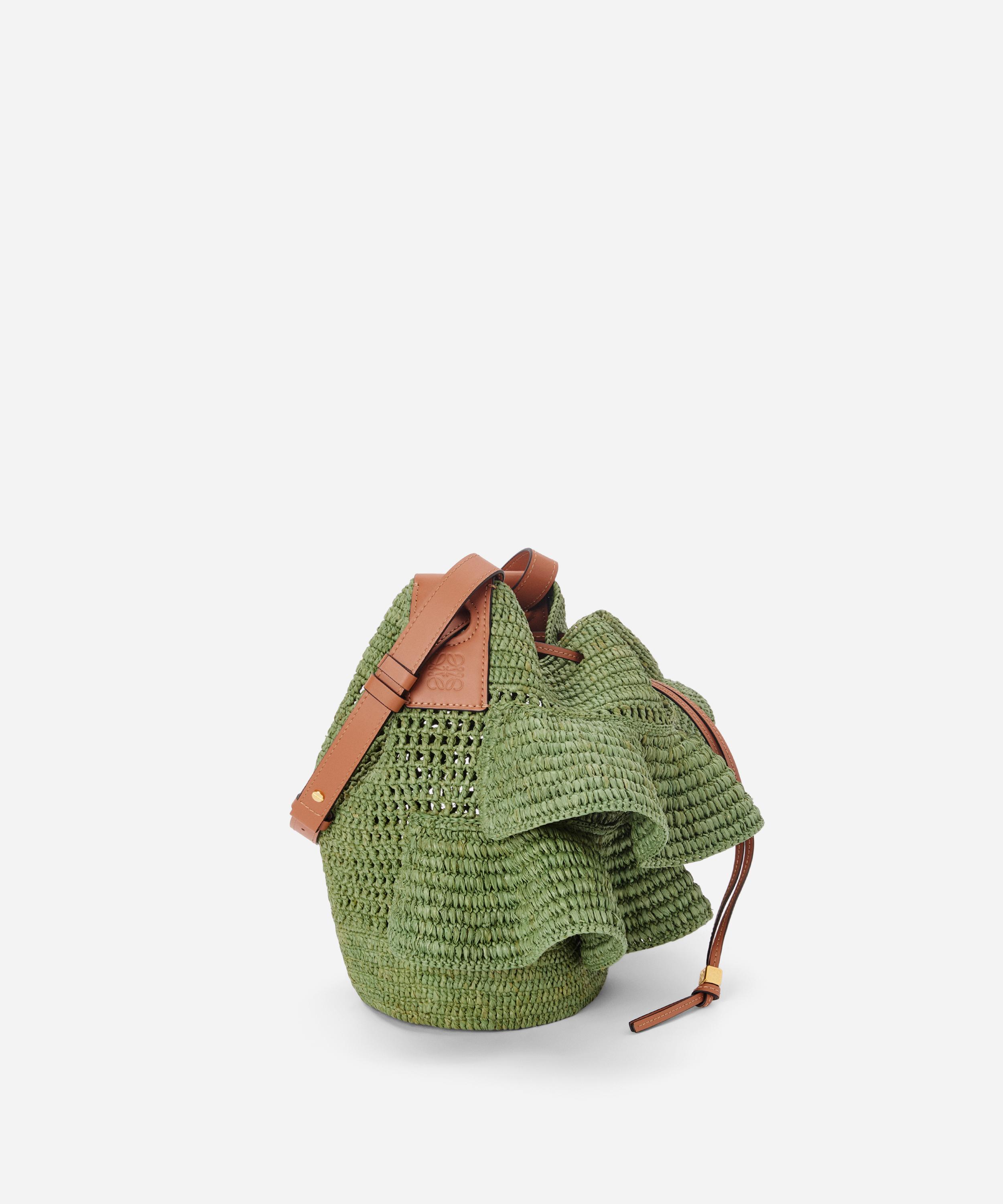 Loewe x Paula's Ibiza Balloon Ruffled Raffia and Leather Shoulder Bag ...