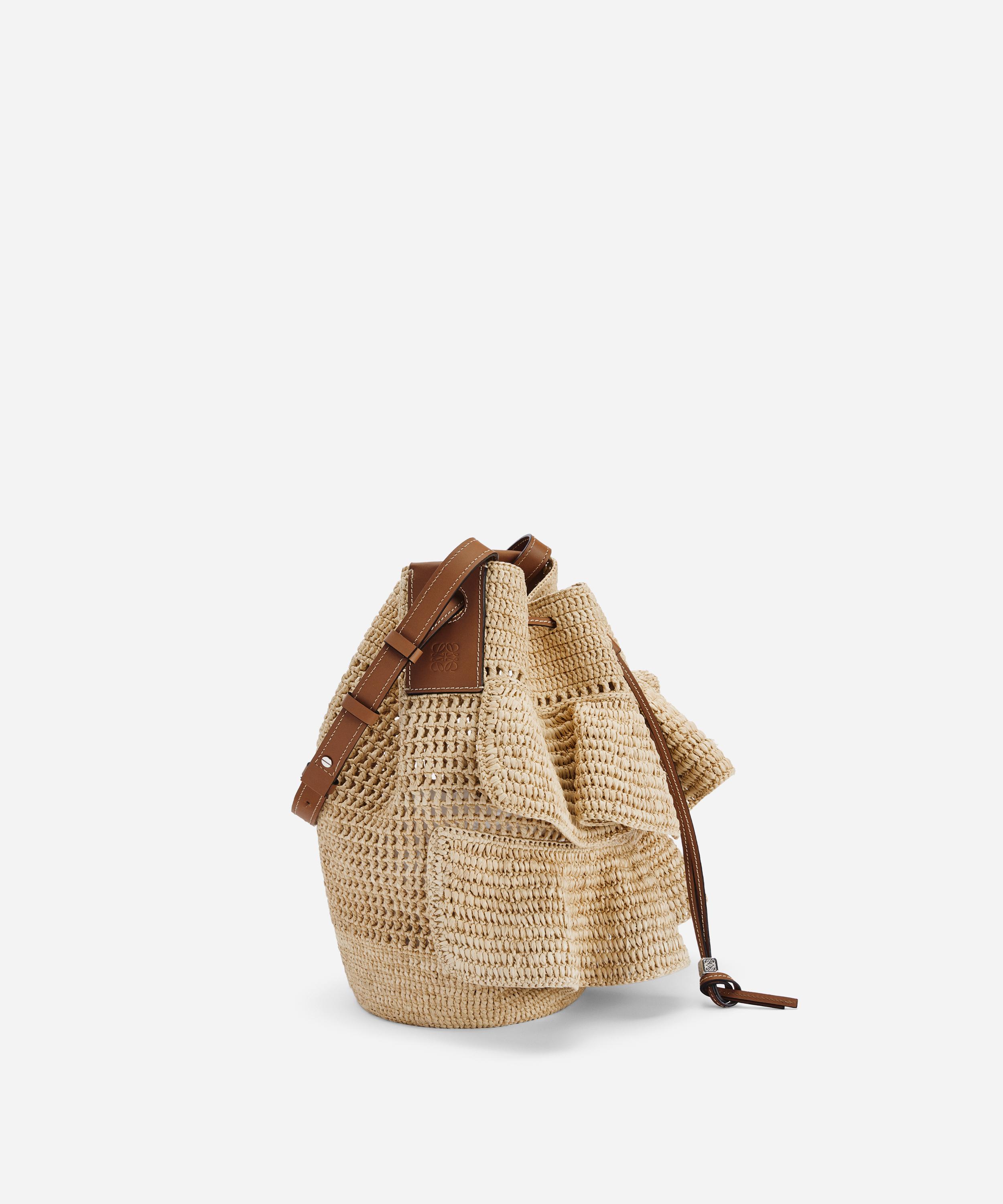 Loewe x Paula's Ibiza Balloon Ruffled Raffia and Leather Shoulder ...