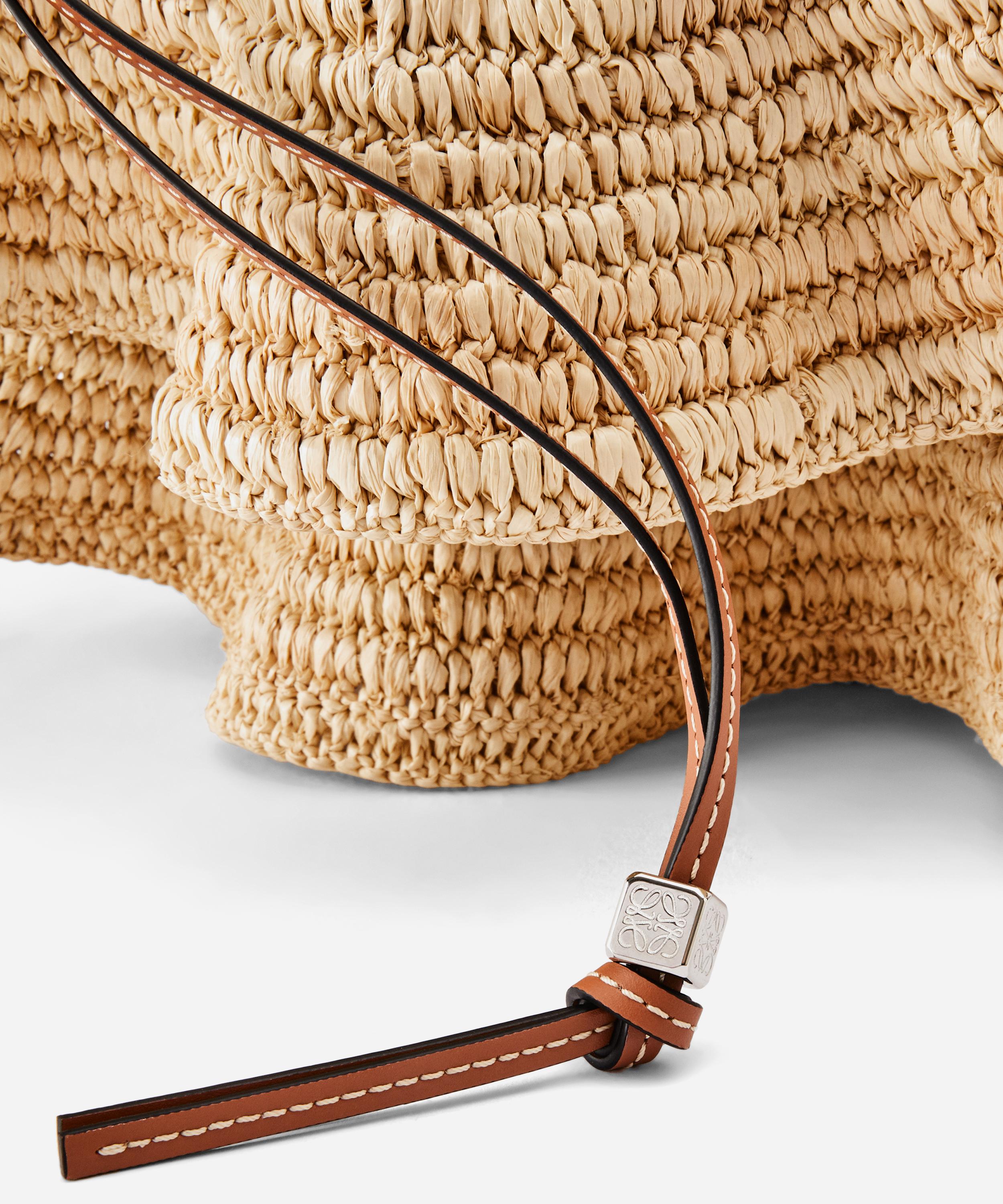 Loewe X Paula's Ibiza Balloon Ruffled Raffia Bucket Bag in Natural