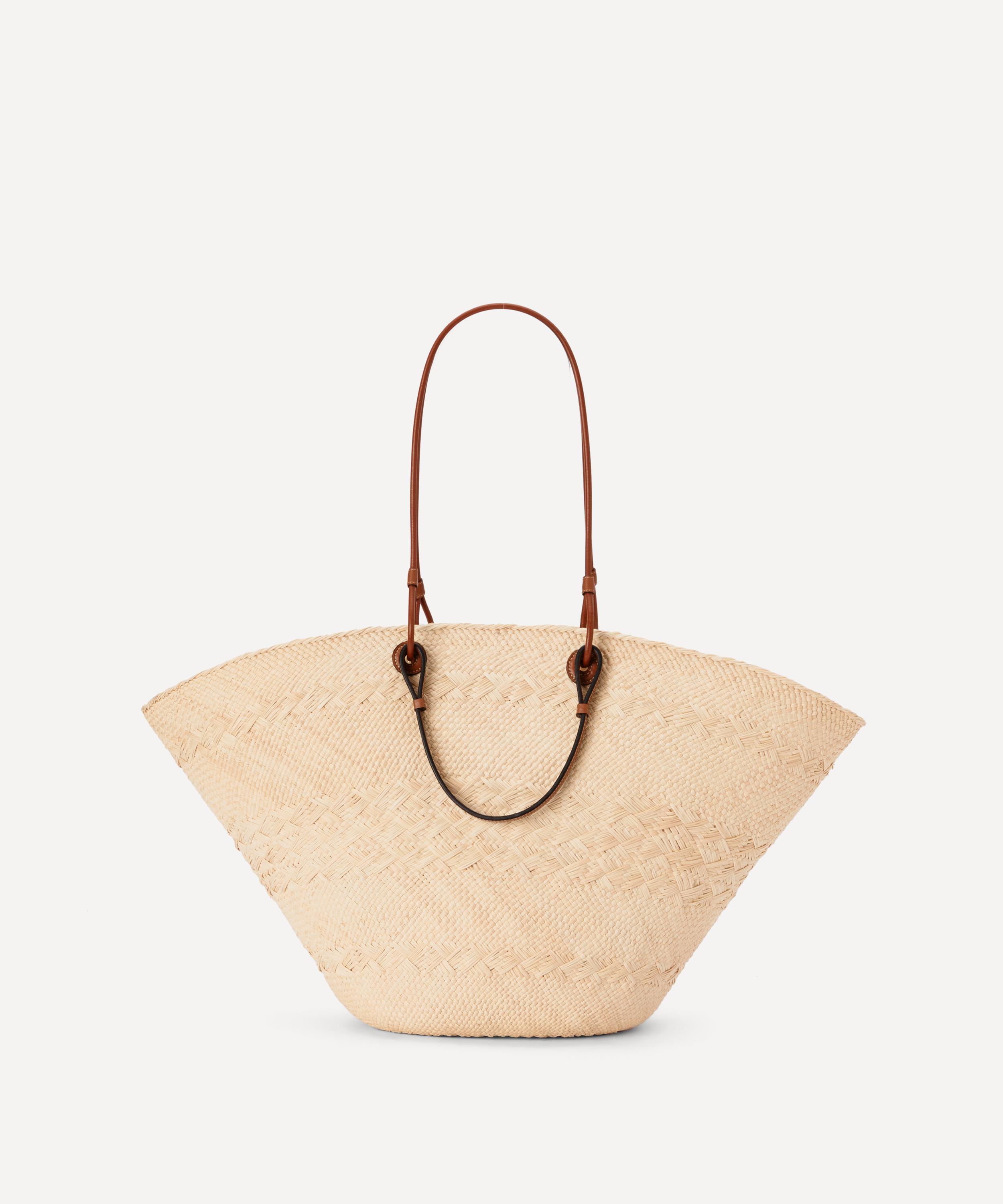 Large Anagram Basket bag in iraca palm and calfskin Natural/Tan