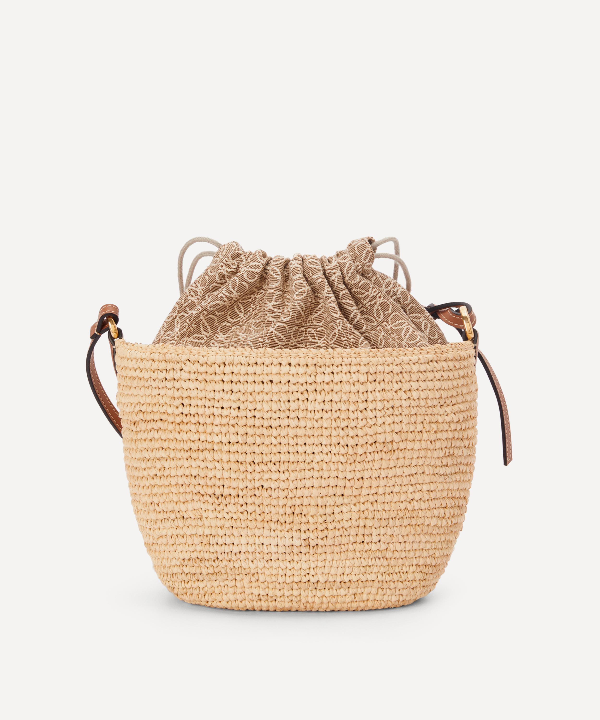 Loewe Luxury Pochette Bag In Raffia Anagram Jacquard And Calfskin For in  Natural