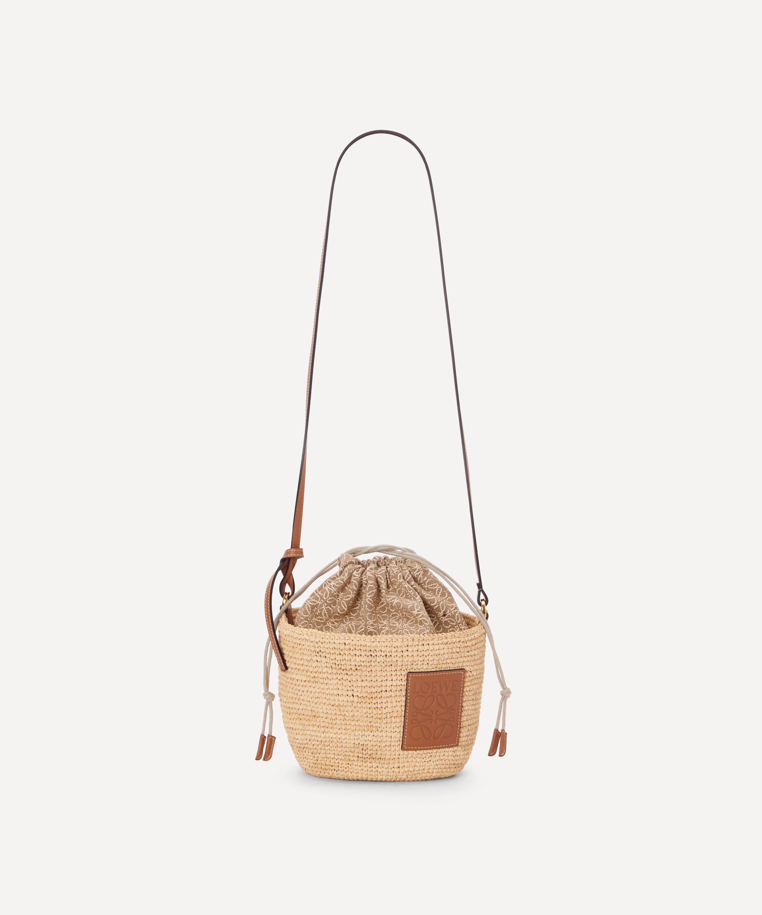 Loewe + Paula's Ibiza Pochette Leather-trimmed Woven Raffia