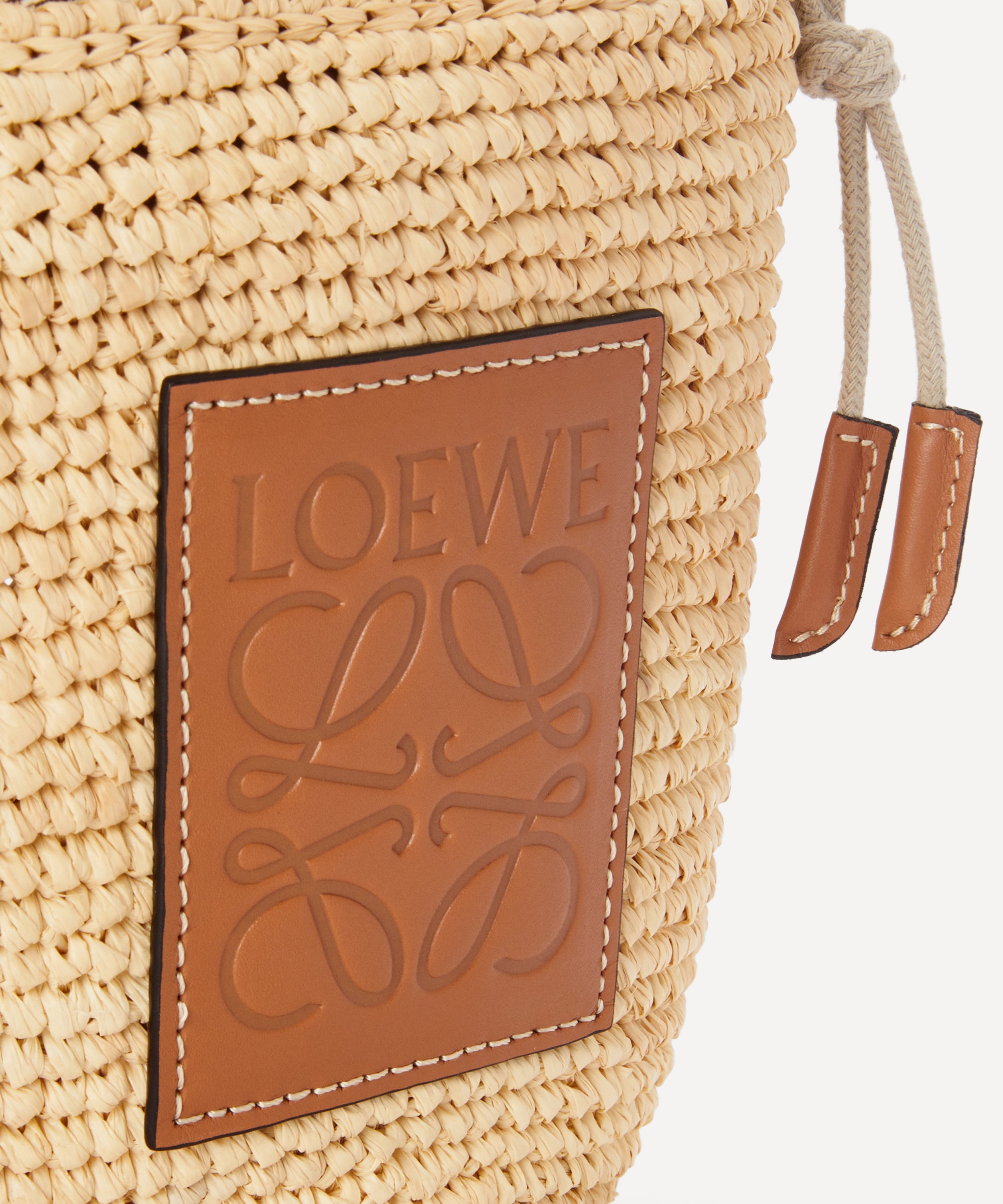 Loewe X Paula's Ibiza Pochette Logo-patch Raffia And Leather Basket Bag in  Natural